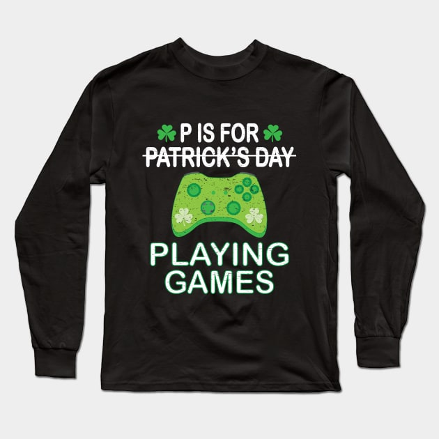 Gamer St Patricks day Long Sleeve T-Shirt by othmane4